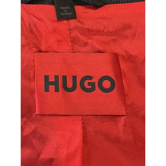 Hugo Mens Gray Checkered Two-Button Blazer Size 38 S 38S Lined Work Pockets New - Picture 10 of 11